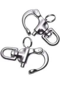 MDEOOSKY 2Packs Boat Jaw Swivel Eye Snap Shackle, Swivel Eye Snap Shackle Quick Release, Quick Release Bail Rigging Sailing, 316 Stainless Steel Clip,Boat Marine Stainless Steel Clip