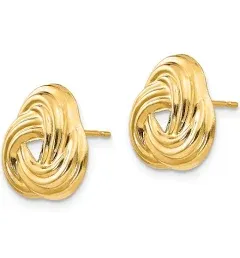 14k Yellow Gold Love Knot Stud Earring Jackets (L-18 mm, W-16 mm) Fine Jewelry For Women, AFJ-QG-TH223