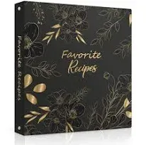 Recipe Binder 8.5x11 3 Ring, Recipe Book to Write in Your Own Recipes, Recipe Organizer with Cards, Sleeves and Dividers, Recipe Binder Full Page (Black Floral)