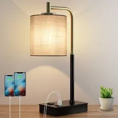 Touch Control Table Lamp, 3-Way Dimmable Modern Bedside Lamp with Bronze+Black