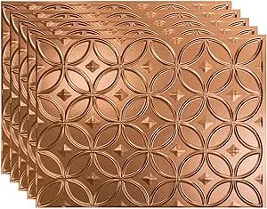 FASÄDE Rings Decorative Vinyl 18in x 24in Backsplash Panel in Polished Copper (5 Pack)