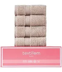 TEXTILOM 100% Turkish Cotton 4 Pcs Hand Towel Set, Luxury Hand Towels for Bathroom, Soft & Absorbent Bathroom Hand Towels Set (16 x 28 inches)- Aqua