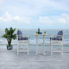 Pate Bar Table Bistro Set Teak/White