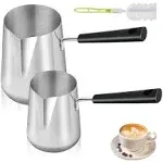 Elesunory Set of 2 Milk Warmer Pot, 11.83 oz/30.43 oz Turkish Coffee Pot, Sta...