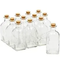 Juvale 12 Pack Clear Glass Bottles with Cork Lids