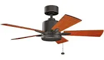 KICHLER 330241OZ Protruding Mount, 5 Walnut Blades Ceiling fan, Bronze/Dark