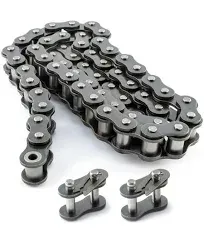 PGN #41 Roller Chain - 10 Feet + 2 Free Connecting Links - Carbon Steel Chains for Bycicles, Mini Bikes, Motorcycles, Go-Karts, Home and Industrial