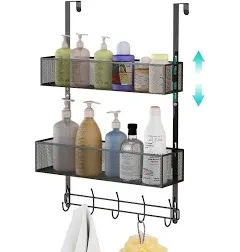  Adjustable Over The Door Hooks Organizer, Door Hanger Towel Rack with 10 White