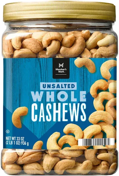 Member's Mark Unsalted Whole Cashews - 33 oz