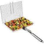 Grill Basket, Barbecue BBQ Grilling Basket, Stainless Steel Large Folding Gri...