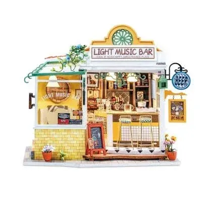 Light Music Bar - DIY Dollhouse Kit - Miniature Bar Dollhouse Kit - Modern Music Studio Doll House Kit