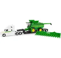 ERTL 1/64th John Deere S780 Combine with Freightliner Semi and Lowboy Trailer