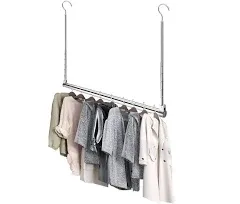 Yeetburg Adjustable Hanging Closet Rod, Extender Hanging Rod, Closet Hanging Organizer, Heavy Duty Closet Bar, Hanging Rod (1 Pack, Chrome)