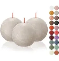  3 Pack Rustic Ball Pillar Candles - 3 Inch - Premium European Quality - Gray