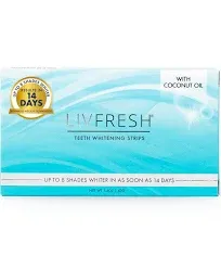 LIVFRESH Teeth Whitening Strips, Results in 14 Days, Cleans Teeth & Reduces Plaque, Enamel Safe, for Sensitive Teeth, Uses Coconut Oil & Hydrogen