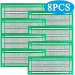 YUNGUI Printed Circuit Board,47X116MM PCB Strip Breadboard for Electronic Project and DIY Soldering(Pack of 8),Green