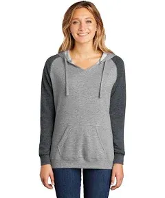 District DT296 Women's Lightweight Fleece Raglan Hoodie - Heathered Deep Royal ...