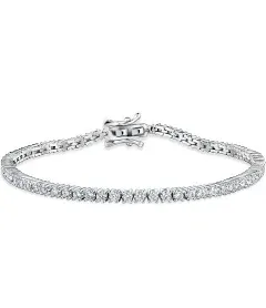 PORI JEWELERS Sparkling 925 Sterling Silver 2mm Cubic Zirconia Tennis Bracelet | Gold Bracelets for Women | Size 6.0-7.5 Inch