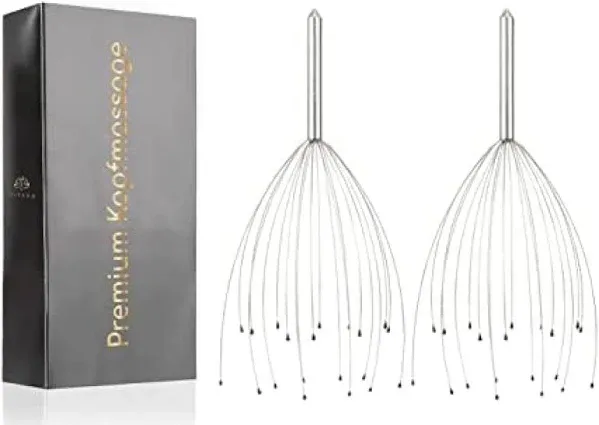 PURAVA (Original Head Massager with Improved Design - Head Scratcher Massager with 20 Fingers for Relaxation and Scalp Stimulation - Head Massage Tool Ideal as a Gift