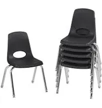 16in Black Stack Chair with Swivel Glides - 6 Pack by Factory Direct Partners