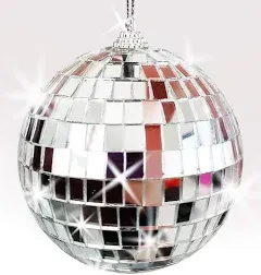 ArtCreativity 4 Inch Mirror Disco Ball - Silver Disco Ball with Hanging String f