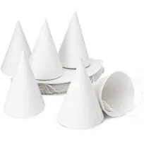 Bright Creations 50 Pack White Party Hats for Birthday