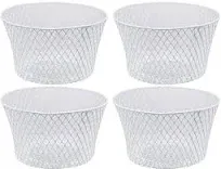 Small Metal Rectangular, Oval and Round Wire Baskets with or without Handles, Black and White, 4-ct Sets (Oval Black Without Handles)