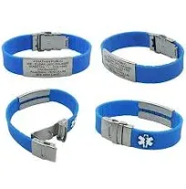 Sport Medical ID Bracelet for Men and Women, Custom Engraved, Emergency Medical ID Card For Your Emergency Medical Information. Complimentary Access PHR (Personal Health Record) - Blue