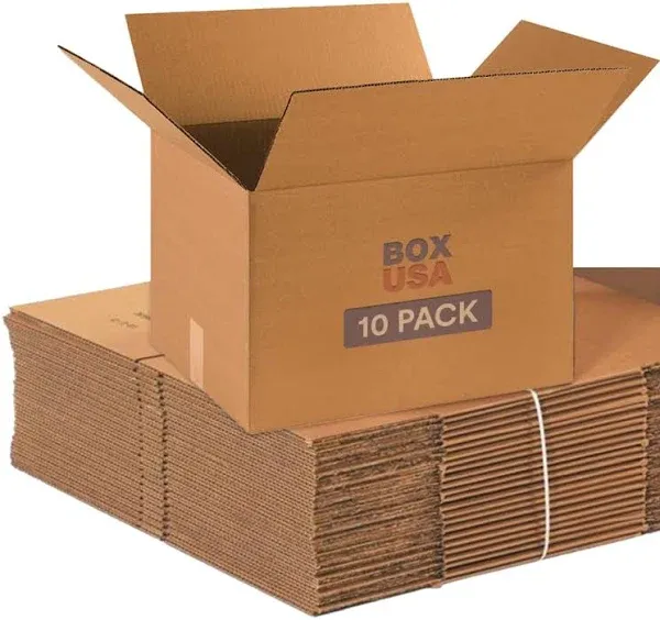 Moving Boxes Medium 18&#034;L x 14&#034;W x 12&#034;H 10-Pack | Corrugated Cardboard Box for...