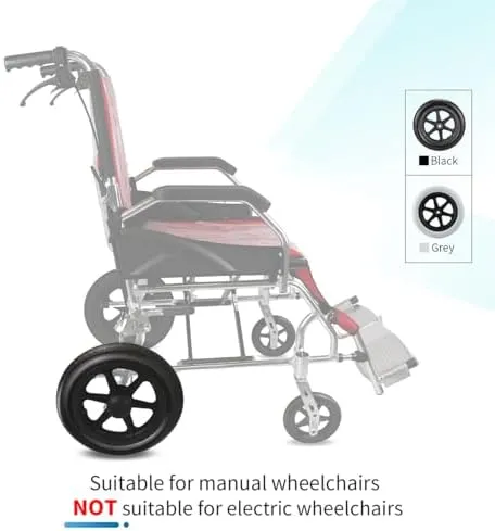 Wiykkur Wheelchair Wheels Assembly 12 Inch Rear Wheel 12 1/2 X 2 1/4" Solid Tire Construction