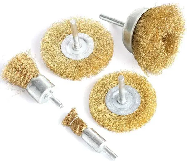 FPPO Brass Wire Wheel Brush Kit for Drill,Crimped Cup Brush with 1/4-Inch 