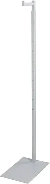 SSWBasics Adjustable White Costumer Stand – Single Arm Clothes Rack - Retail Clothing and Garment Display Stand – Ideal For Showcasing Hanging Items In Thrift Shops, Boutiques and Retail Stores