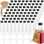 Aweyka 72 Pack Mini Liquor Bottles, Empty Plastic Spirit Bottles with Black Cap,30ml/1oz Mini Alcohol Bottles with 10 Funnels, 72 Tag and Ropes, Miniature Bottles for Weddings,Party Favors