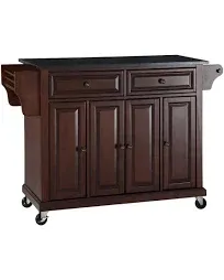 Crosley Furniture Granite Top Kitchen Cart Black