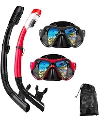 DIPUKI Snorkeling Gear for Adults Snorkel Mask Set Scuba Diving Mask Dry Snorkel Swimming Glasses Swim Dive Mask Nose Cover Youth Diving