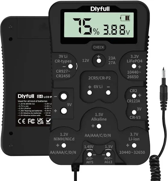  Battery Tester, LCD Display Universal Battery Checker for Ni-MH, Ni-CD, Li 