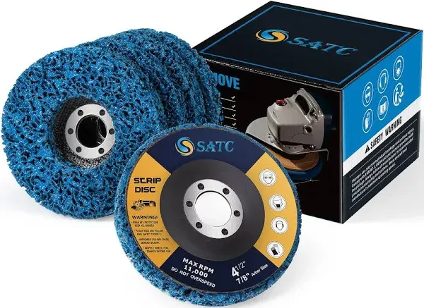 S Satc Strip Discs 5PCS Bule Stripping Wheel 4-1/2" x 7/8" Fit Angle Grinder Clean and Remove Paint Rust and Oxidation