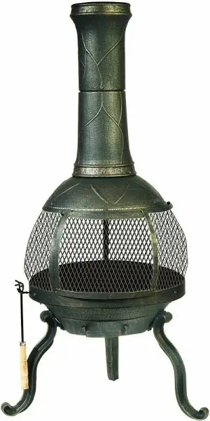 All-Weather Artisan Chimenea Fireplace: Sliding Door, Log Grate Included