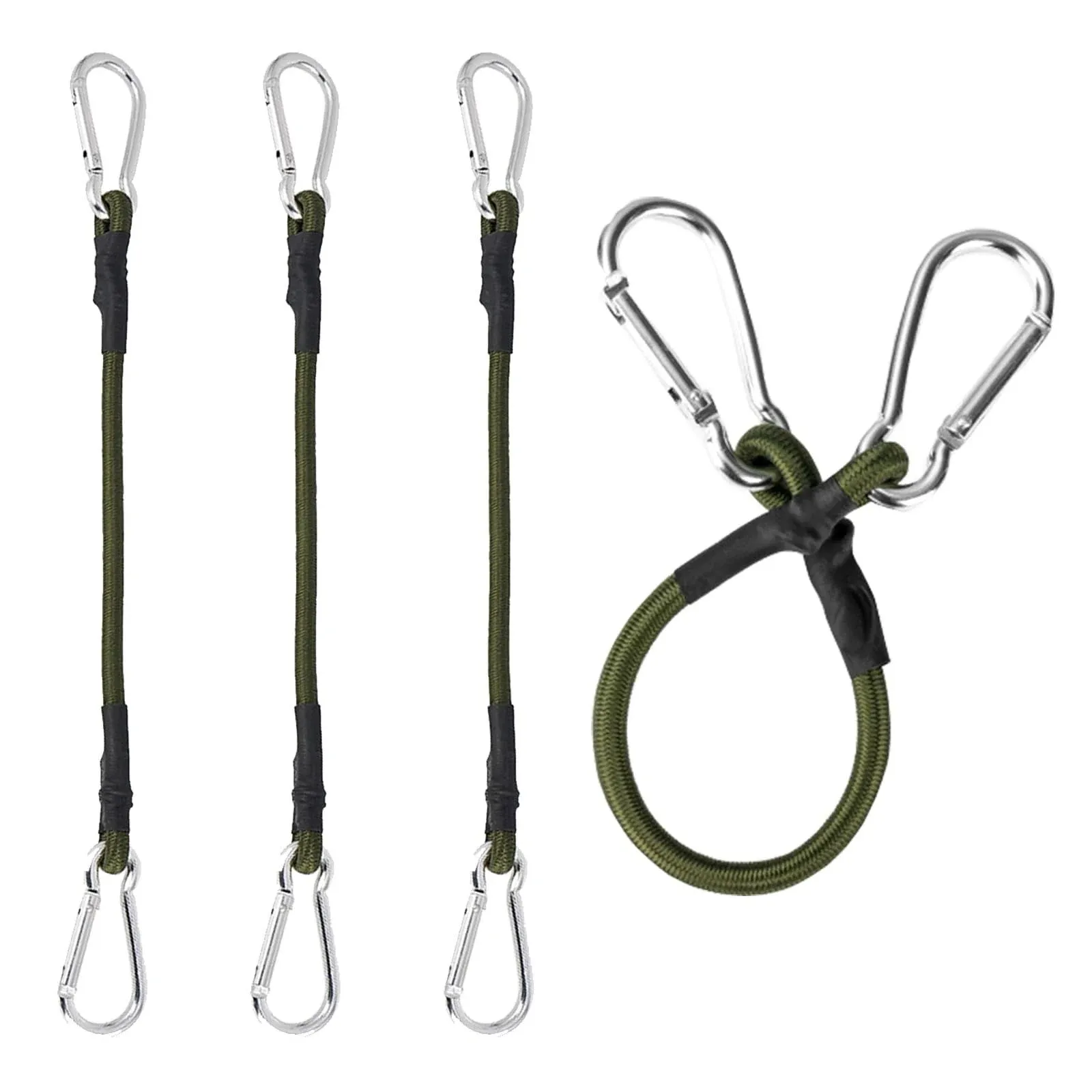 Bungee Cords with Carabiner Hooks 12 inch Heavy Duty Outdoor Camping Accessor...