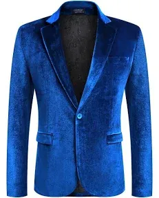 COOFANDY Men's Velvet Blazer Notched Lapel Velour Suit Jacket One Button Tuxedo Jackets for Wedding Prom Party Dinner