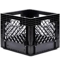 18 qt. Storage Stackable Storage Crate with Handles in Black (2-Pack)