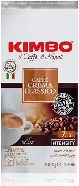 Kimbo Caffe Crema Classico Whole Bean Coffee, 2.2 lbs