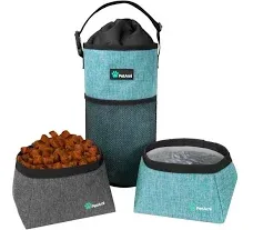 Travel Dog Food Bag Pet Collapsible Dog Bowls Set, Dog Kibble Bag, Pet Food Wate