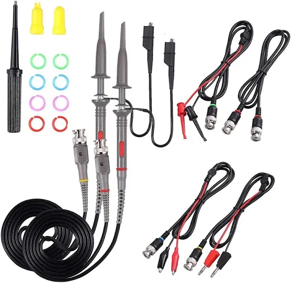 Universal Oscilloscope Probe with Accessories Kit 100MHz Oscilloscope Clip Probes with BNC to Minigrabber Test Lead Kit (100MHZ)