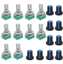 TWTADE 10Pcs Single Linear Rotary Seal Amplifier Potentiometers Type 10k Ohm Knurled Shaft 3Pin RK097N-3-10K