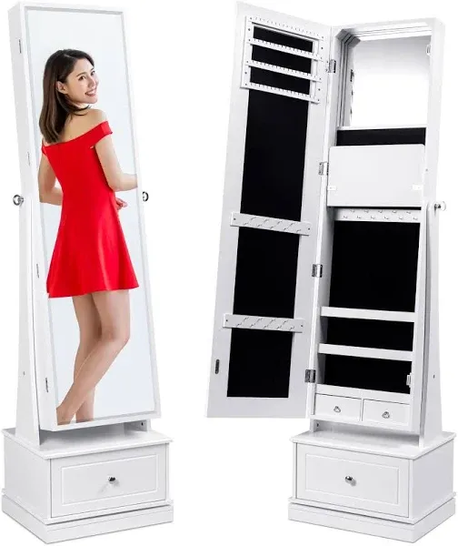 Best Choice Products 360 Swivel Standing Mirrored Jewelry Cabinet