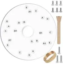 6-1/2" Router Base Plate, Clear Acrylic, Letter-Marked Holes, w/BrassCentering Pin &Brass Nut, Screws for Trim Routers (6-1/2" Circle)