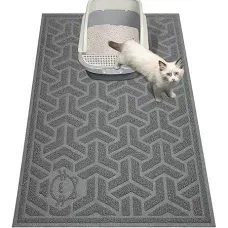 UPSKY Cat Litter Mat, Litter Trapping Mat Soft on Kitty Paws, Large Litter Box Mat 46" x 35" Scatter Control for Cat Litter, Waterproof and Anti-Slip Cat Mat