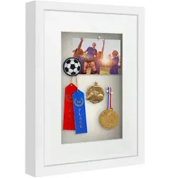 Americanflat 16x20 Shadow Box Frame with Polished Plexiglass - Use as 12x16 Frame with Mat or 16x20 Frame Without Mat - Silhouette Collection - Black with Soft Linen Back