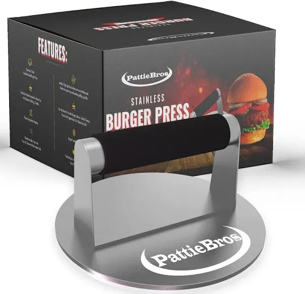 Stainless Steel Burger Press 6.2in | Hamburger Press with Rubber Handle | Sma...